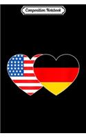 Composition Notebook: Deutschland&USA Flag Twin Heart for German Americans July4th Journal/Notebook Blank Lined Ruled 6x9 100 Pages