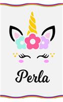 Perla: Personal Notebook Personal Diary Unicorn Notebook Writing Journal Personalized Notebook Custom Notebook Unicorn Gift Unicorn Birthday Book Custom Na