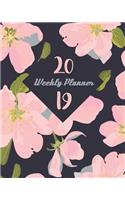 2019 Weekly Planner: 12 Months Plan Notebook Floral Cover Daily & Weekly Organizer, Scheduling and Calendar with Events Planning Checklist