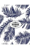 Notebook: Coconut Leaves On The White Cover2 Notebook Journal Diary, 110 Lined pages, 8.5" x 11"(2 Coconut Leaves Notebook)