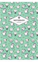 Notizbuch Kariert: Für Zahnärzte und Studenten der Dentalmedizin - Motiv: Lustige Zähne auf Türkis - 120 Seiten - Soft Cover