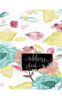 Address Book Large Print: Phone books Organizer Notebook Big Number Journal Contact Telephone Business Birthday Space Directory with tabs spiral women floral frame with lovel(9 Organizer Address Telephone)