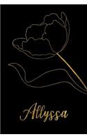 Allyssa: Personalized Writing Journal for Women - Elegant Black and Gold