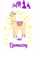 I Am 14 And Llamazing Notebook, A birthday journal for 14 year old girls and boys