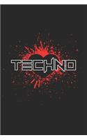 Techno: DIN A5 Notizbuch liniert