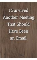 I Survived Another Meeting That Should Have Been an Email. Notebook: Lined Journal, 120 Pages, 6 x 9, Work Gag Gift, Light Wood Matte Finish (I Survived Another Meeting That Should Have Been an Email. Journal)