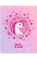 Elle: Unicorn Large Blank Primary Sketchbook Paper - Pink Purple Magical Horse Personalized Letter E Initial Custom First Name Cover - Drawing Sketch Book