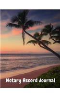 Notary Record Journal: Notary Public Logbook Journal Log Book Record Book, 8.5 by 11 Large, Palm Tree Beach Cover