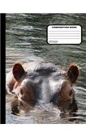 Hippopotamus Composition Notebook 200 Blank Unruled Pages 8 1/2