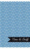 Notes & Stuff - Lined Notebook with Cobalt Blue Chevron Pattern Cover: 101 Pages, Medium Ruled, 6 x 9 Journal, Soft Cover