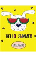 Hello Summer Notebook: White Dog On Yellow Cover Notebook Journal Diary and Lined pages, (8.5 x 11) inches, 110 pages(2 Hello Summer Notebook)
