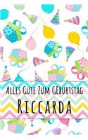 Alles Gute zum Geburtstag Riccarda: Kariertes Notizbuch mit 5x5 Karomuster für deinen personalisierten Vornamen