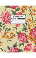 Blank Sheet Music Notebook: Easy Blank Staff Manuscript Book Large 8.5 X 11 Inches Musician Paper Wide 12 Staves Per Page for Piano, Flute, Violin, Guitar, Trumpet, Drums, Cell