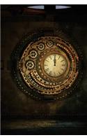 A Cool Steampunk Clock with Gold Metallic Gears Science Fiction Journal