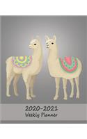 2020 - 2021 Weekly Planner: Two-Year Diary & Notebook with To Do List - US Edition - Two Llama / Alpaca Gray