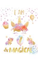 I Am 7 and Magical: Lined Unicorn Journal with MORE UNICORNS INSIDE - Diary for 7 Year Old Girls with Unicorn Coloring Pages