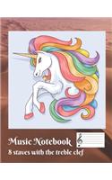 Music Notebook 8 staves with the treble clef