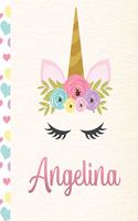 Angelina: Personalized Unicorn Dot Grid Bullet Journal/Notebook For Girls With Pink Name - 8.5x11 110 Pages Dotted Journal Diary Paper