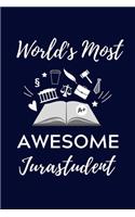 World's Most Awesome Jurastudent: A5 Geschenkbuch BLANKO zum Jura Studium - Notizbuch für Rechts-studenten Anwälte Jurist - witziger Spruch zum Abitur - Studienbeginn - Erstes Semest