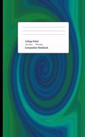 Deep Blue Green Swirl Composition Notebook