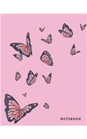 Notebook: Butterfly on pink cover and Dot Graph Line Sketch pages, Extra large (8.5 x 11) inches, 110 pages, White paper, Sketch, Draw and Paint(3 Butterfly on Pink Notebook)