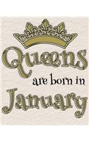 Queens Are Born in January: 7.5x9.25 100 Lined Journal Pages for Your Diary