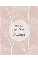 2019-2023 Five Year Planner: Monthly Schedule Agenda & Organizer for 5 Years or 60 Months - White Pink Rose