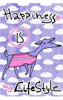 Bullet Journal Notebook for Dog Lovers, Happiness Is My Lifestyle Purple Dog 3: Graph Design - 162 Numbered Pages with 150 Graph Style Grid Pages, 6 Index Pages and 2 Key Pages for Journaling, Writing, Planning and Doodling, for