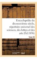 Encyclopédie Du 19ème Siècle, Répertoire Universel Des Sciences, Des Lettres Et Des Arts Tome 20