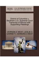 District of Columbia V. Beckham U.S. Supreme Court Transcript of Record with Supporting Pleadings