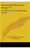 Critical And Historical Essays V1