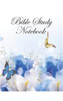 Bible Study Notebook: Pretty Blue Floral Butterflies Christian Bible Study Planner Journal Notebook Organizer - Women Weekly Daily Verse Scripture Prayer Notes Devotion S