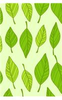 Journal: Green Leaves Leaf 6 x 9 Unlined Blank Numbered 200 Pages