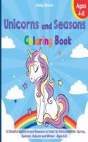 Unicorns and Seasons Coloring Book