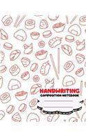 Handwriting primary composition notebook, 8 x 10 inch 200 page, Kawaii sushi pattern