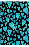 Journal Notebook Blue Watercolor Hearts