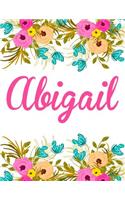 Abigail: Personalised Name Notebook/Journal Gift For Women & Girls 100 Pages (White Floral Design)