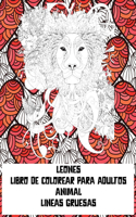 Libro de colorear para adultos - Líneas gruesas - Animal - Leones