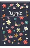 Lizzie: Lined Writing Notebook with Personalized Name 120 Pages 6x9 Flowers