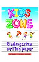 Kindergarten writing paper with lines for ABC kids