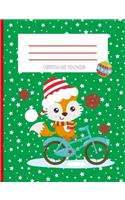 Composition Notebook: Kawaii Fox Face Woodland Animals Winter Christmas Bike Snow Flake Christmas Holiday Journal And Notebook