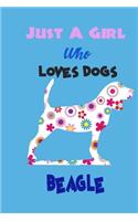 Just A Girl Who Loves Dogs Beagle: cute Notebook with Blank Lined Pages For Dog Lover For Journaling, Note Taking for writing Down Ideas