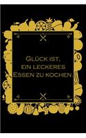 Glück ist, ein leckeres Essen zu kochen: Rezepte-Buch Kochbuch liniert DinA 5 zum Notieren eigener Rezepte und Lieblings-Gerichte für Köchinnen und Köche