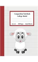 Composition Notebook College Ruled Lined Sheets: Large Pretty Under 10 Dollars Notebook Paper Back to School Cute Smiling Sheep Gifts and Home Schooling Writing Notes For Girls Boys Teens Women stu