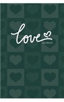 Love Notebook, Blank Write-in Journal, Dotted Lines, Wide Ruled, Medium (A5) 6 x 9 In (Olive Green)