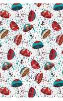 Bullet Journal Notebook Umbrellas in the Rain Pattern: 112 Page Numbered Graph Style Grid Bullet Journal with Index Pages and Key Pages in Portable 6 X 9 Size