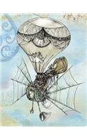 Steampunk Air Balloon Notebook - Wide Ruled: 8.5 x 11 - 200 Pages