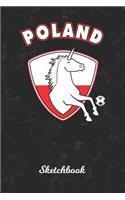 Sketchbook: Poland Unicorn Sketch Book Paper - Drawing Pad for Artists & Illustrators - Polish Country Soccer Ball Black Marble Cover - Perfect Workbook for Kid