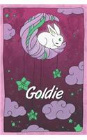 Goldie: personalized notebook sleeping bunny on the moon with stars softcover 120 pages blank useful as notebook, dream diary, scrapbook, journal or gift id