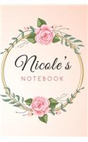 NICOLE'S Customized Floral Notebook / Journal 6x9 Ruled Lined 120 Pages School Degree Student Graduation university